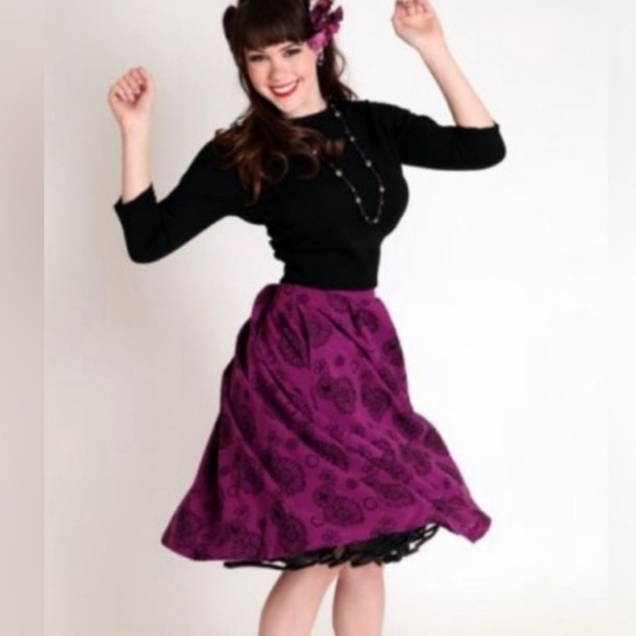 ECI New York Womens A Lined Flowy Skirt Size 6 Black Floral Side Zipper - Picture 1 of 10